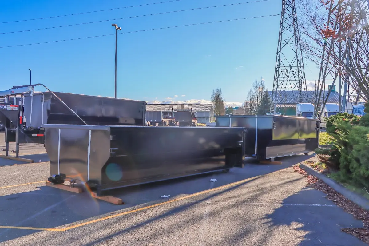 Roll-off dumpster ready for waste disposal at job site for 12 Yard Dumpster Rental in Stevens Point